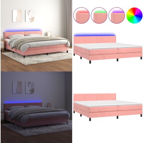 Boxspringbett mit Matratze & LED Rosa 200x200 cm Samt - Boxspringbett - Doppelbett - Samt - Rosa - Bettauflage - Home & Living