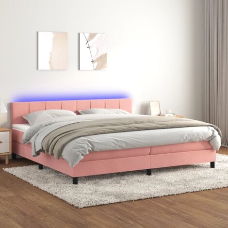 Boxspringbett mit Matratze & LED Rosa 200x200 cm Samt vidaXL