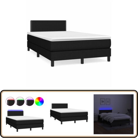 Boxspringbett mit Matratze & LED Schwarz 120x190 cm Stoff - Boxspringbett - Doppelbett - Schlafsofa - Bettauflage - LED Beleuchtung