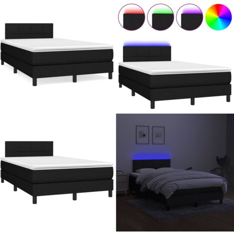 Boxspringbett mit Matratze & LED Schwarz 120x190 cm Stoff - Boxspringbett - Doppelbett - Schlafsystem - Bettauflage - LED Beleuchtung - Home & Living