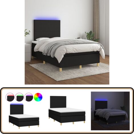 Boxspringbett mit Matratze & LED Schwarz 120x200 cm Stoff - Boxspringbett - Doppelbett - Schlafsystem - Bettauflage - Lattenrost