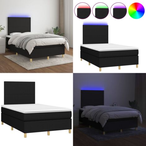 Boxspringbett mit Matratze & LED Schwarz 120x200 cm Stoff - Boxspringbett - Doppelbett - Schlafsystem - Bettauflage - Lattenrost - Home & Living