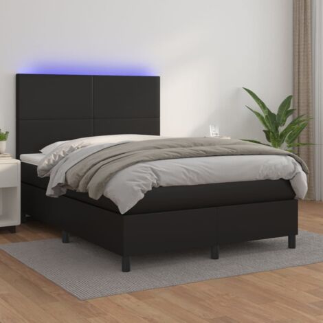 Boxspringbett mit Matratze & LED Schwarz 140x200 cm Kunstleder vidaXL