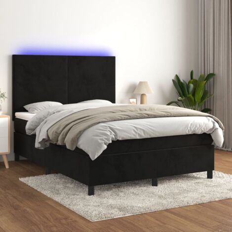Boxspringbett mit Matratze & LED Schwarz 140x200 cm Samt vidaXL