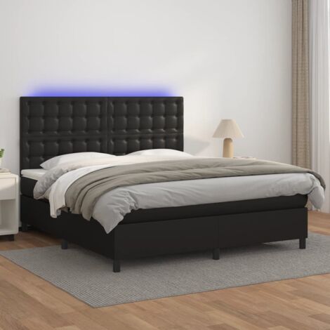 Boxspringbett mit Matratze & LED Schwarz 180x200 cm Kunstleder vidaXL
