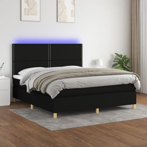 Boxspringbett mit Matratze & LED Schwarz 180x200 cm Stoff vidaXL
