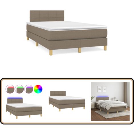 Boxspringbett mit Matratze & LED Taupe 120x190 cm Stoff - Boxspringbett - Doppelbett - Schlafsystem - Bettauflage - Lattenrost