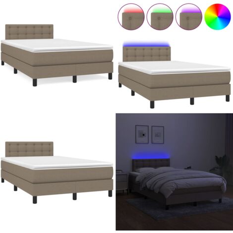 Boxspringbett mit Matratze & LED Taupe 120x190 cm Stoff - Boxspringbett - Doppelbett - Schlafsystem - Bettauflage - LED Beleuchtung - Home & Living