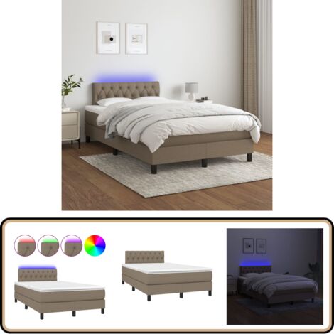Boxspringbett mit Matratze & LED Taupe 120x200 cm Stoff - Boxspringbett - Doppelbett - Schlafsofa - Lattenrost - Bettauflage