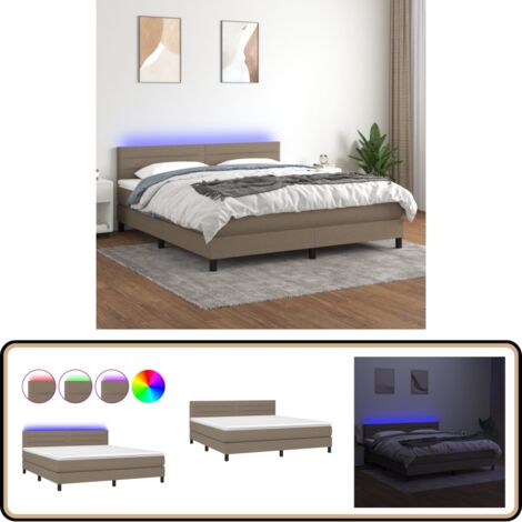 Boxspringbett mit Matratze & LED Taupe 180x200 cm Stoff - Boxspringbett - Doppelbett - Lattenrost - Bettsofa - Schlafsystem