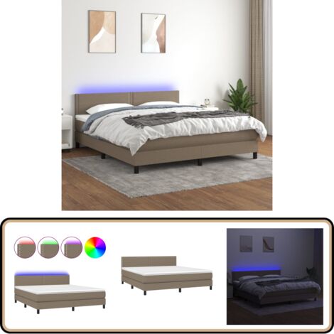 Boxspringbett mit Matratze & LED Taupe 180x200 cm Stoff - Boxspringbett - Doppelbett - Lattenrost - Bettsofa - Schlafsystem