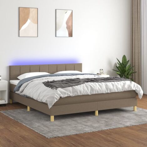 Boxspringbett mit Matratze & LED Taupe 180x200 cm Stoff vidaXL