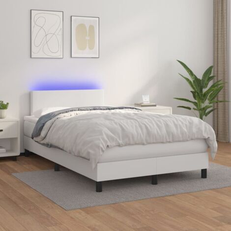 Boxspringbett mit Matratze & LED Weiß 120x200 cm Kunstleder vidaXL