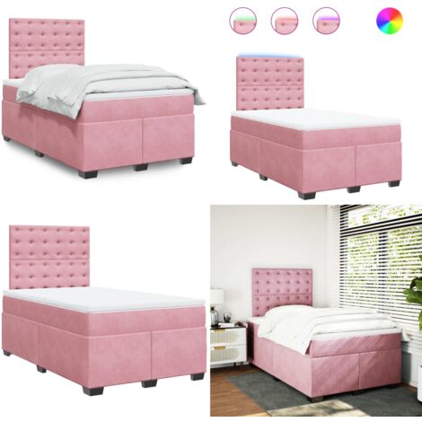 Boxspringbett mit Matratze Rosa 120x200 cm Samt - Boxspringbett - Doppelbett - Samtbett - Rosa Bett - Kopfteil Einstellbar - Home & Living