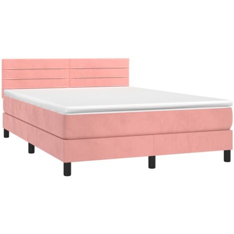 Boxspringbett mit Matratze Rosa 140x200 cm Samt vidaXL