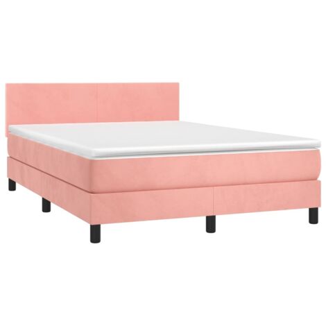 Boxspringbett mit Matratze Rosa 140x200 cm Samt vidaXL