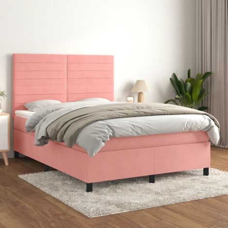 Boxspringbett mit Matratze Rosa 140x200 cm Samt vidaXL