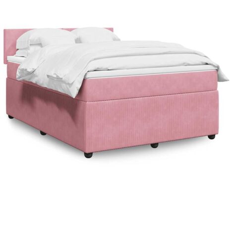 Boxspringbett mit Matratze Rosa 140x200 cm Samt vidaXL