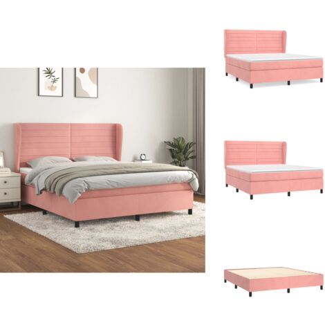 Boxspringbett mit Matratze Rosa 160x200 cm Samt - Samtbett - Boxspringbett - Doppelbett - Rosa Bett - Bettenrahmen