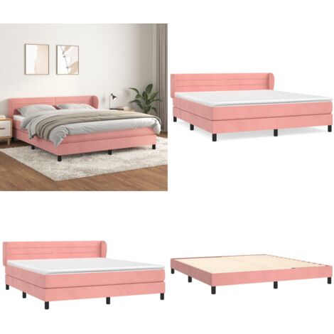 Boxspringbett mit Matratze Rosa 180x200 cm Samt - Samtbett - Boxspringbett - Doppelbett - Rosa Bett - Bettenrahmen - Home & Living