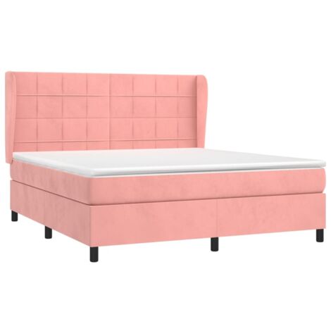 Boxspringbett mit Matratze Rosa 180x200 cm Samt vidaXL