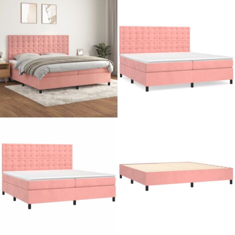 Boxspringbett mit Matratze Rosa 200x200 cm Samt - Boxspringbett - Samtbett - Rosa Bett - Doppelbett - Bett Mit Kopfteil - Home & Living