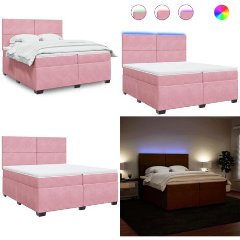 Boxspringbett mit Matratze Rosa 200x200 cm Samt - Boxspringbett - Samtbett - Rosa Bett - Doppelbett - LED Beleuchtung - Home & Living