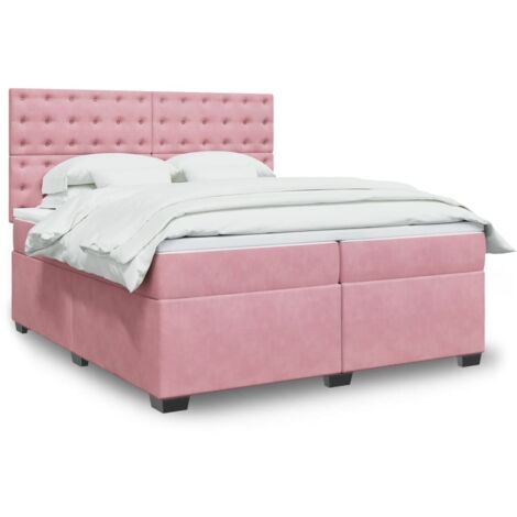 Boxspringbett mit Matratze Rosa 200x200 cm Samt vidaXL