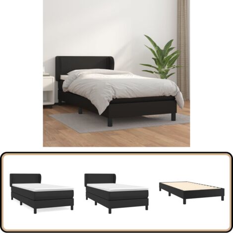 Boxspringbett mit Matratze Schwarz 100x200 cm Kunstleder - Boxspringbett - Betten - Doppelbett - Luxusbett - Schwarzes Bett