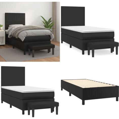 Boxspringbett mit Matratze Schwarz 100x200 cm Kunstleder - Boxspringbett - Betten - Schlafräume - Luxusbett - Doppelbett - Home & Living
