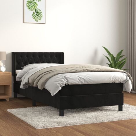 Boxspringbett mit Matratze Schwarz 100x200 cm Samt vidaXL