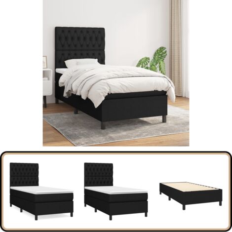 Boxspringbett mit Matratze Schwarz 100x200 cm Stoff - Boxspringbett - Doppelbett - Schlafraum - Bettenausstattung - Bettwaren