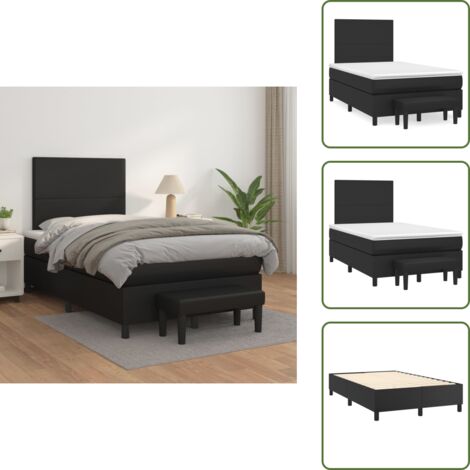 Boxspringbett mit Matratze Schwarz 120x200 cm Kunstleder - Boxspringbett - Doppelbett - Bettenausstattung - Schlafsystem - Kunstleder