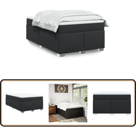 Boxspringbett mit Matratze Schwarz 120x200 cm Kunstleder - Boxspringbett - Doppelbett - Bettsofa - Schlafsystem - Kunstlederbett