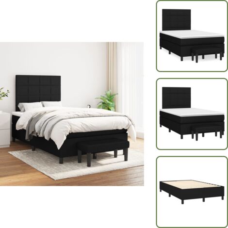 Boxspringbett mit Matratze Schwarz 120x200 cm Stoff - Boxspringbett - Doppelbett - Schlafraum - Bettgestell - Bettauflage