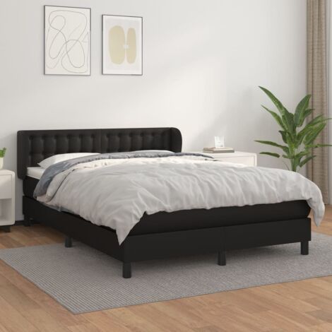 Boxspringbett mit Matratze Schwarz 140x200 cm Kunstleder vidaXL