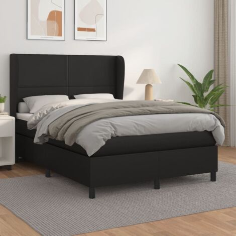 Boxspringbett mit Matratze Schwarz 140x200 cm Kunstleder vidaXL