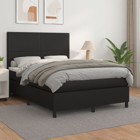 Boxspringbett mit Matratze Schwarz 140x200 cm Kunstleder vidaXL