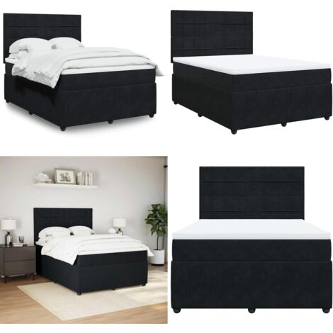 Boxspringbett mit Matratze Schwarz 140x200 cm Samt - Matratze - Samt