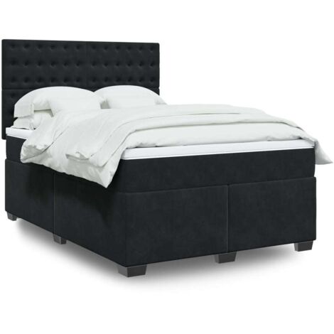 Boxspringbett mit Matratze Schwarz 140x200 cm Samt vidaXL