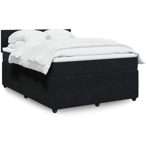 Boxspringbett mit Matratze Schwarz 140x200 cm Samt vidaXL