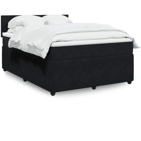 Boxspringbett mit Matratze Schwarz 140x200 cm Samt vidaXL