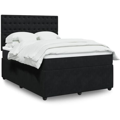 Boxspringbett mit Matratze Schwarz 140x200 cm Samt vidaXL