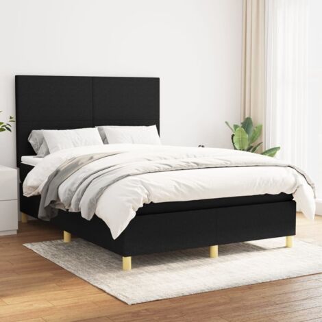 Boxspringbett mit Matratze Schwarz 140x200 cm Stoff vidaXL