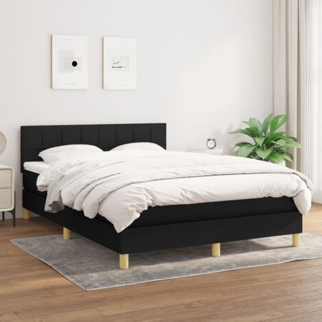 Boxspringbett mit Matratze Schwarz 140x200 cm Stoff vidaXL