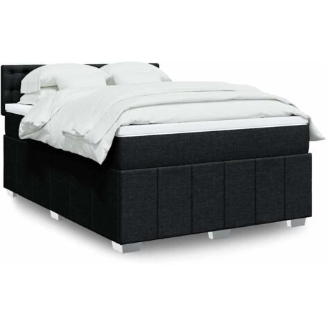 Boxspringbett mit Matratze Schwarz 140x200 cm Stoff vidaXL