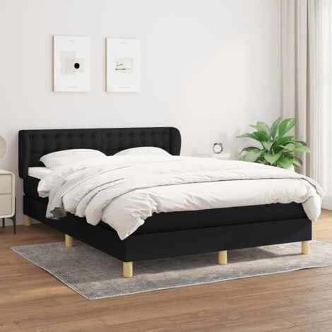 Boxspringbett mit Matratze Schwarz 140x200 cm Stoff vidaXL