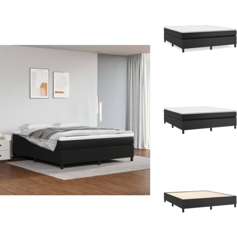 Boxspringbett mit Matratze Schwarz 160x200 cm Kunstleder - Boxspringbett - Doppelbett - Bettenrahmen - Kunstlederbett - Schwarzes Bett
