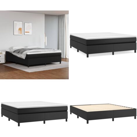 Boxspringbett mit Matratze Schwarz 160x200 cm Kunstleder - Boxspringbett - Doppelbett - Bettenrahmen - Kunstlederbett - Schwarzes Bett - Home & Living