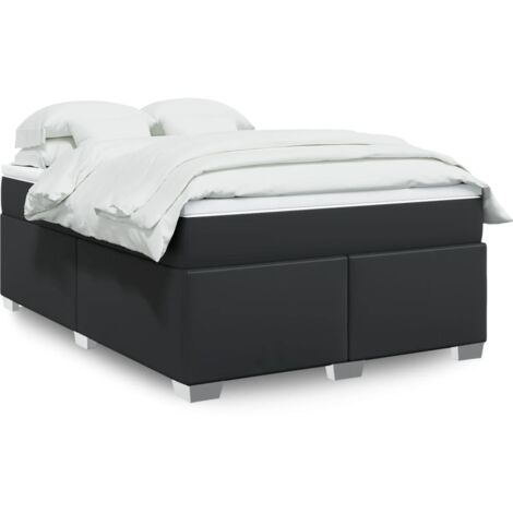 Boxspringbett mit Matratze Schwarz 160x200 cm Kunstleder vidaXL